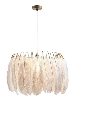 Lampe de table 60cm en plumes d'autruche lustre moderne blanc pour chevet