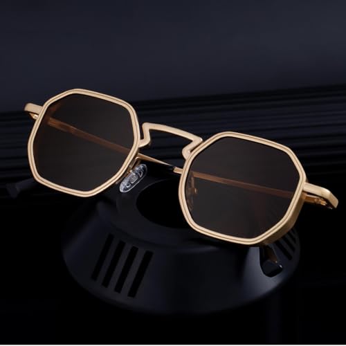 Vintage Punk Polygon Sunglasses for Men Women Luxury Trendy Metal Frame Uv400 Steampunk Driving4