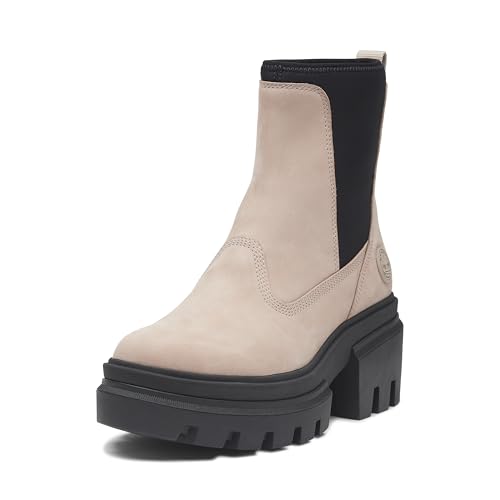 Timberland Timberland Women's Everleigh Mid Chelsea Boot, Pure Cashmere, 8.5 Wide
