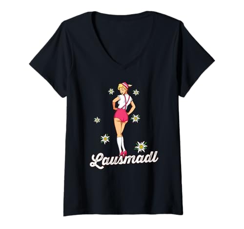 Mujer Lausmadl camisa tradicional Tracht Ersatz Madl señoras Camiseta Cuello V