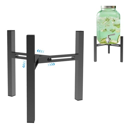 Drawinsage Adjustable Metal Drink Dispenser Stand Holder for 1 Gallon Stable Beverage-Dispenser Stand for Indoor Outdoor (Without Drink Dispensers) (Midnight Black)