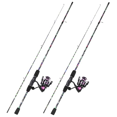 Sougayilang Fishing Rod Reel Combo, 2 Pieces Light Weight Spinning Rod with Bright Powerful Smooth Fishing Reel,Good Starter Combo for Bass FreshwaterYZ-HDSJZ18+KUZ-2PCS