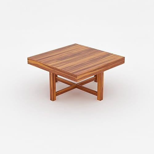 Image of Sheeshsam Wooden Coffee Table with 4 Stools for Living Room - Solid Wood Coffee Table with Seating Stools Tea Table Teapoy Center Piece for Home Sofa Center Table (Alving Honey)