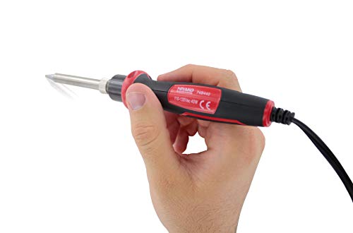 MIYAKO 40 Watts Soldering Iron Pen Style - High Performance Heavy Duty Welder with Long Lasting Ceramic Heater, Reinforced Plastic Handle, Rubber Holder and Replaceable Tip - Max Temp ~842°F (74B450)