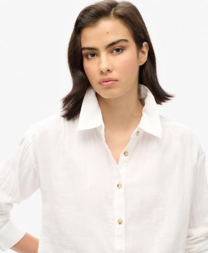 Superdry Para Mujer. W4010422A Camisa De Playa Larga Blanco (Xl), Casual, AlgodóN, Manga Larga - 3