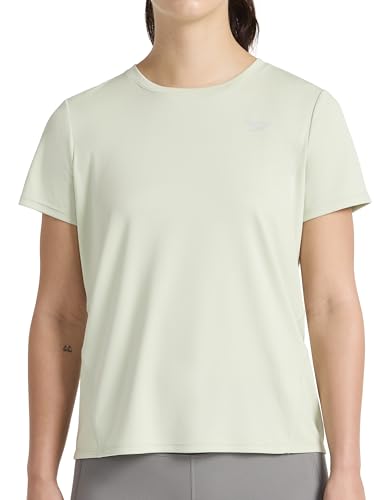 Reebok Women’s Align Interlock Short Sleeve Crewneck T-Shirt, Standard Fit, Lightweight Poly Interlock Fabric, Sea Foam, Large - image 1