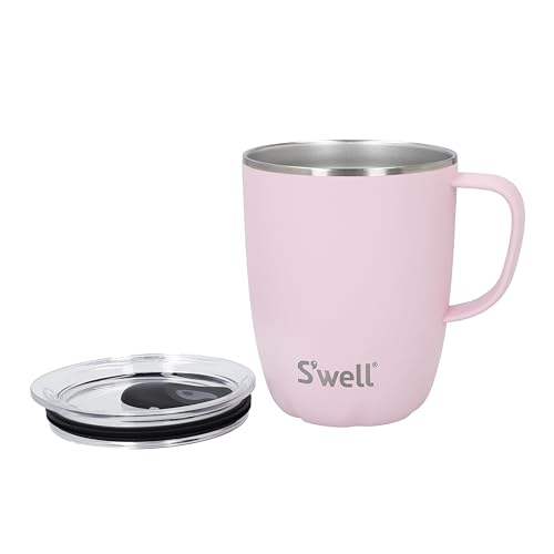 S'well Mug with Handle, Pink Topaz, 350ml. Vacuum Insulated Stainless Steel Travel Mug with Handle, 350 ml