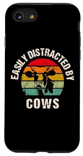 Facilement distrait par Les Vaches Funny Farmer Meme Cow Cattle Lover Coque pour iPhone SE (2020) / 7/8