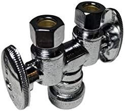 1 Piece XFITTING 1/2" Push Fit x Dual 3/8" OD Compression Straight Valve, Certified to NSF ANSI61- Brass