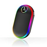 Calentadors de Manos Recargable con Luces (7 Colores), 10000mAh Calentador de Bolsillo Reutilizable USB, Power Bank Portátil Eléctrico Calentadores, Regalo de Invierno (Negro)