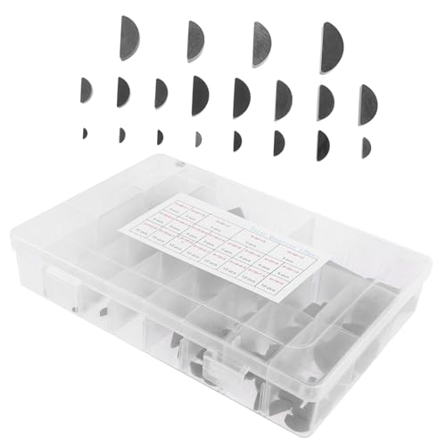 HEALLILY 135pcs Woodruff Key Assortment Kit Carbon Steel Keys Set for Shaft Applications Easy Installation for Machinery Automotive Use