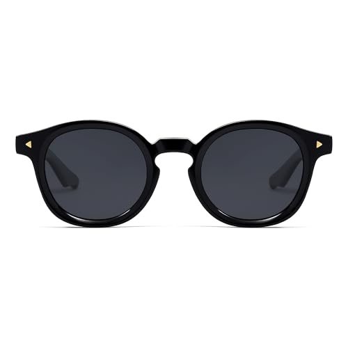 SOJOS Retro Polarized Round Sunglasses Womens Mens Vintage Panto Sun Glasses 70s 80s 90s Circle Shades SJ2378 Black