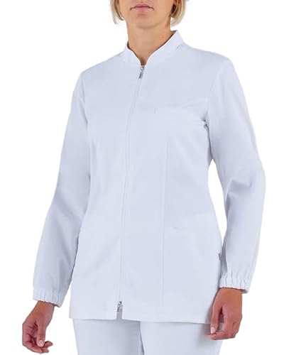 GIBLOR'S - Casacca Alice da Donna per Infermiere, Sala Operatoria, Medico, Dottore, Sanitario, Laboratorio, in Cotone, disponibile in diverse taglie e colori (Bianco L)