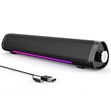 Auphyra Altavoces para computadora de escritorio, luz ambiental púrpura fluida