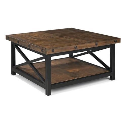 BOWERY HILL Square Farmhouse Wood Coffee Table, 35 x 35