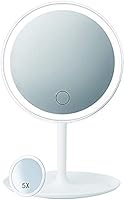 Makeup Mirror Rechargeable Lighted Vanity Table Mirror 3 Color Modes 1X/5X Magnifying 90 Degree Rotation with 42 LED...
