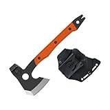OKNIFE Otacle A1 Hacha Hoja de Acero Inoxidable 50Cr15MoV con Mango de G10 Multiherramienta Hacha para Cortar 3 en 1 para Hogar,Camping, al Aire Libre, Jardín, Bosque (Naranja)