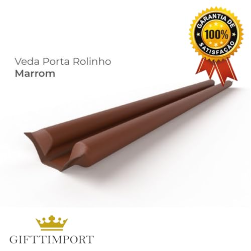 Protetor Veda Porta Impermeável Couro Sintético Marrom Rolinho Contra Inseto 70cm 80cm 90cm (90CM)