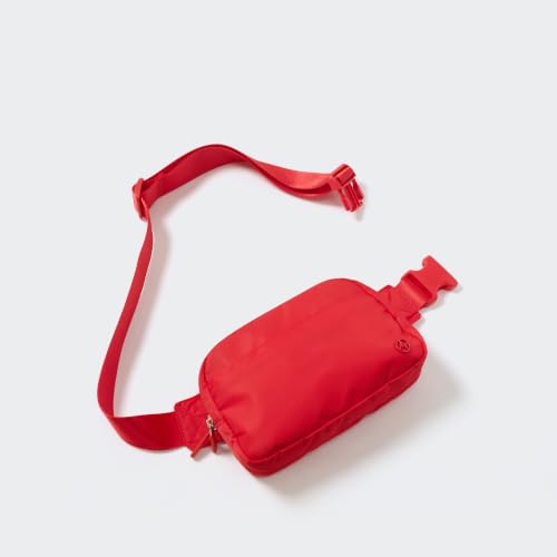 Image of Pander Nylon Fanny Pack Belt Bag for Women with 5 Zipper Pockets, Red