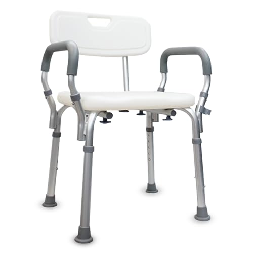 Image of Antara AGEasy (Max Group) Safesit Shower Chair for Seniors | Adjustable Bath Stool with Padded Armrests & Back | Shower Chair with Removable Back & Height Adjustable Legs for Bathroom, Bathtub