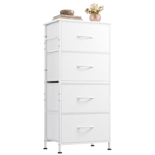 Image of WLIVE Small Dresser Nightstand for Bedroom, 4 Drawers, White
