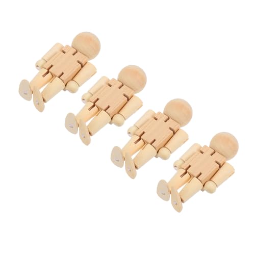 ARTIBETTER Set 4 Puppette Robot in Legno Non Verniciate 8cm, Giocattoli Creativi Fai Da Te Per Ragazzo Ragazza e Adulti, Figure Di Legno Vuote Per Decorazioni Artistiche e Regali Personalizzabili