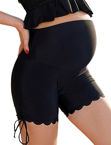 Bhome Maternity Swim Bottom High Waisted Maternity Swim Shorts Pregnant Swim Suit