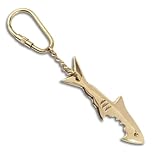 Shark Bottle Opener Keychain, Gold-Toned Metal Key Accessory, Nautical Gift, 5 Inches