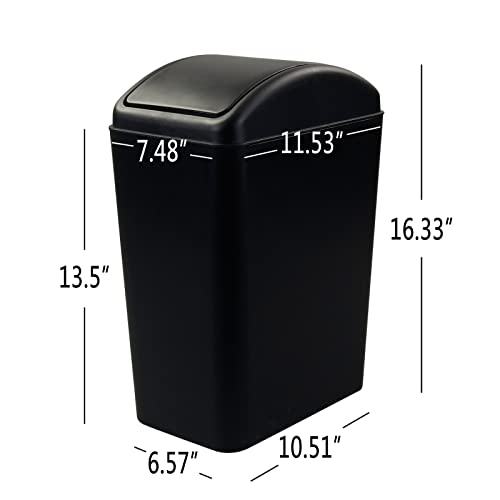 Caneca de basura plástica negra 16 L con tapa basculante miniatura 2