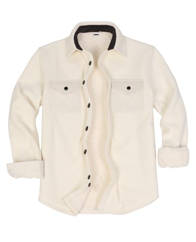 ZENTHACE Men's Sherpa Lined Plaid Fleece Shirt Jacket