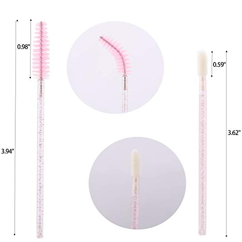 Tbestmax 200 Disposable Mascara Wand And Lipstick Applicator Wands Crystal Lip Gloss Brush Lash Spoolies For Eyelash Extensions (Pink) #TOP1