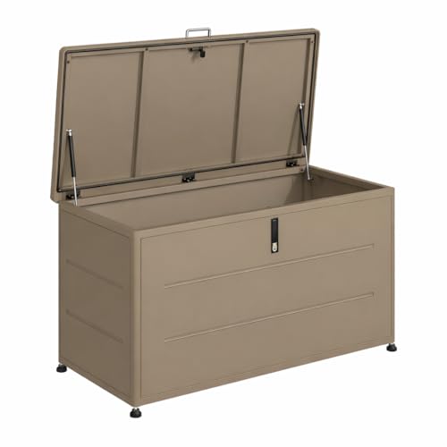 COULEURS DU MONDE Coffre de Jardin Taupe 460L Métallique
