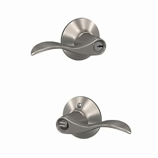 SCHLAGE Accent Keyed Entry Door Handle, Reversible, Satin Nickel