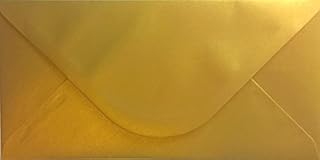 METALLIC GOLD GUMMED ENVELOPE 110mm x 220mm DL - Pack of 50