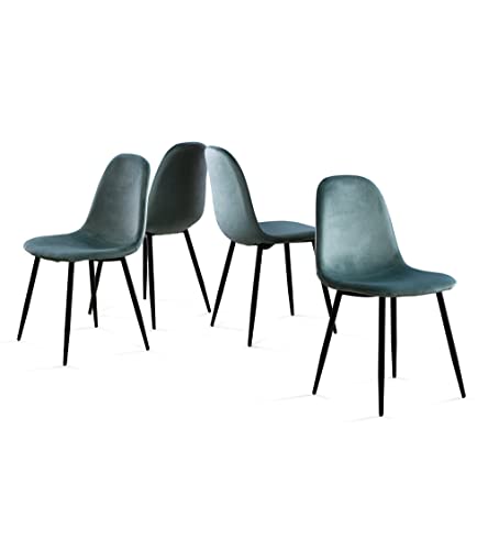 Home Heavenly - Sillas Comedor Terciopelo Sweden, Pack 4 sillas nórdicas tapizado Velvet con Patas metálicas (Verde Azulado...