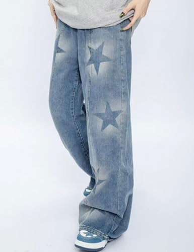 Mens Y2k Star Jeans Hip Hop Skater Pants High Waisted Streetwear Jeans Straight Leg Star Graphic Jeans2