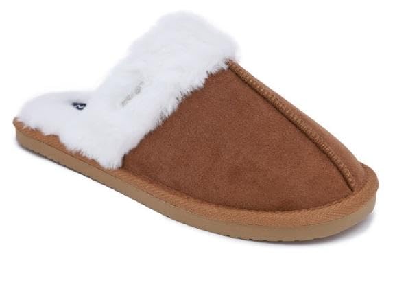 Nautica Women Fur Trimmed Warm Cozy Slippers (Tan, US Footwear Size System, Adult, Women, Alpha, Medium, Medium)
