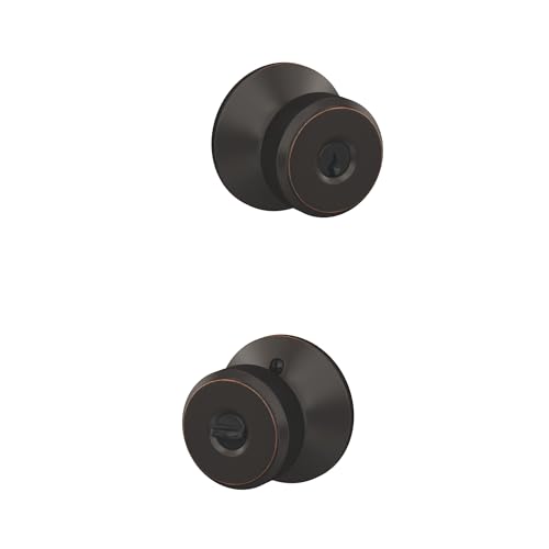 Image of SCHLAGE F51A BWE 716 Bowery Knob Keyed Entry Lock, Aged Bronze