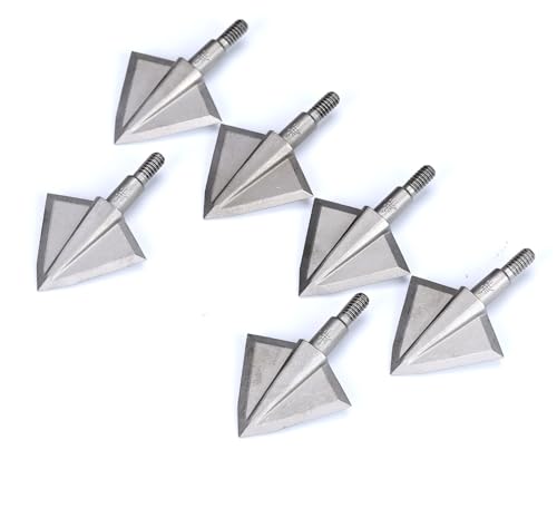 Cuoyuqie 6 pcs 150grain Fixed 2 Blades Broadhead Arrowhead Solid for Archery Outdoor Hunting