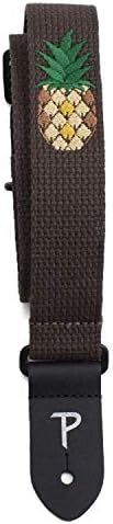 Sangle pour Ukulélé en Coton avec Design Brodé Ananas Marron