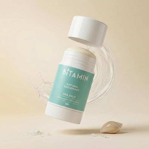 Image of Bitamin Natural Deodorant Underarm Roll On with 5% Vitamin C | Natural Deodorant for Men & Women | Made in India | No Aluminium, No Alcohol, No Parabens & No Triclosan | 8 Hour Odour Control | Sea Salt - 30g (Pack of 1)
