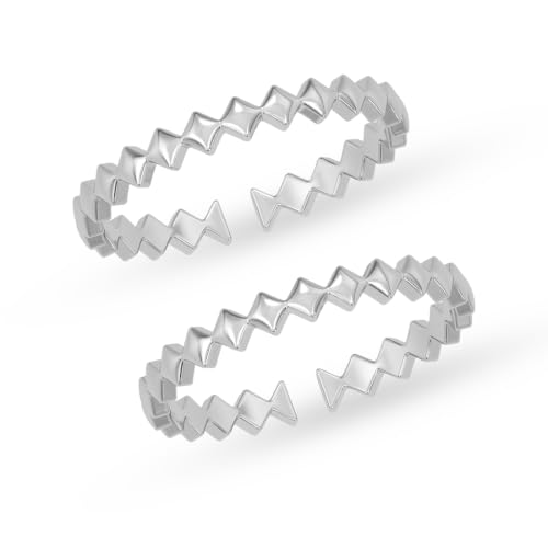 Image of Clara 925 Sterling Silver Size Adjustable Toe Rings Pair Gift for Women