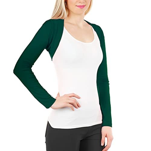 Toocool Boléro Femme Gilet Court Manches Longues Élasthanne Cardigan Élégant CC-816 [Vert Prairie, Taille Unique]