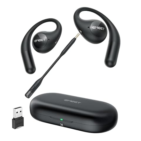 EMEET AirFlow Open Ear Headphones with Mic, Bluetooth 5.3 Wireless Headsets with Detachable…
