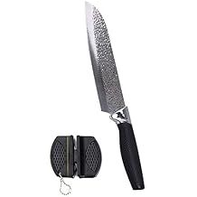 eZthings 12" Heavy Duty Professional Cutting Chefs Knife - Razor Sharp with Edge Retention, Stain-Corrosion Resistant for Home Kitchen Plus Free Knife Sharpener Chef Knife 7 Inch Blade