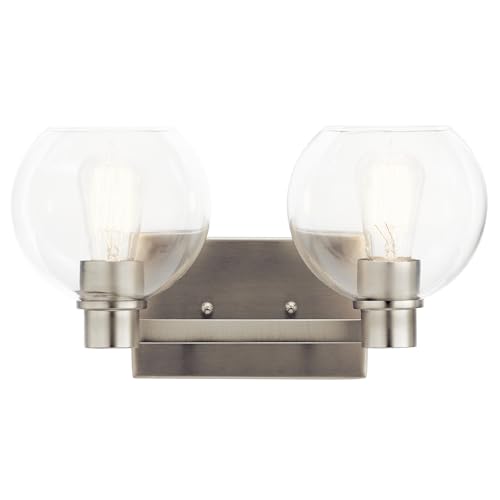 Image of Kichler The Harmony 15.5 inch 2 Light vanity light with clear glass Brushed Nickel