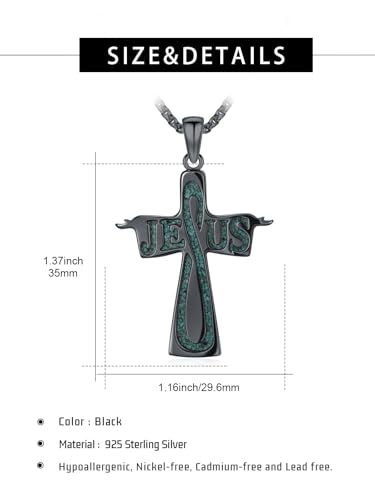 KiiKii Cross Necklace for Men Women 925 Sterling Silver St Joseph Medal Jesus Pendant Catholic Jewelry Gifts for Birthday Anniversary Christmas3
