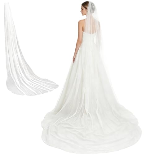 Velo de boda con brillo de catedral, velo de novia con purpurina de 1 nivel con peine de metal, tul brillante de 118 pulgadas de largo para novia, accesorio para el cabello de longitud de la capilla