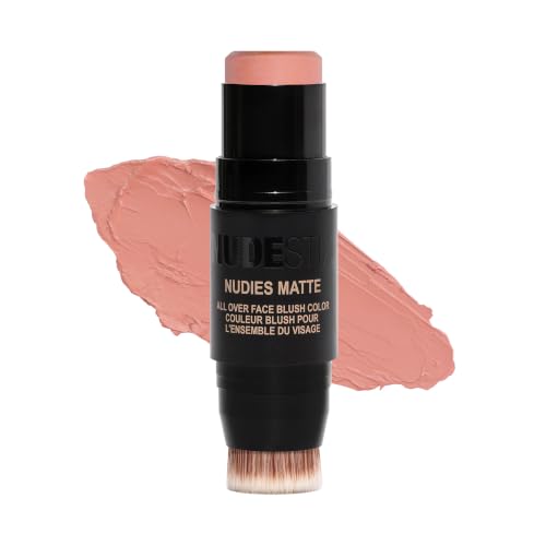Image of Nudestix Nudies Blush Stick - 3-in-1 Cream Blush for Cheeks, Eyes & Lips with Built-In Brush | Soft Matte Finish for a Natural Flush