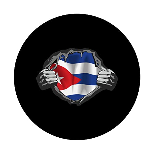 Cuba ripped shirt design show your heart PopSockets Swappable PopGrip, Black - Image 3